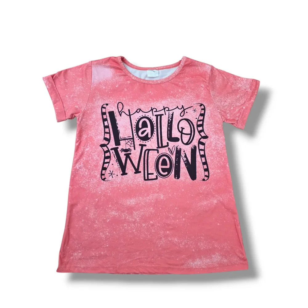 Girls 12/14 Halloween Short Sleeved Bleach Dyed Tee T-Shirt